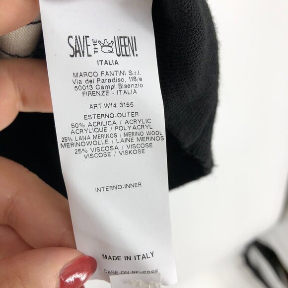 Save The Queen Black and White Crew Neck Sweater - Picture 5 of 9